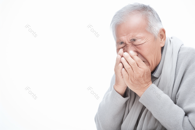 老年人难受的捂着嘴巴咳嗽,高清,摄影图,摄影图片,图片大全,摄影图免费下载